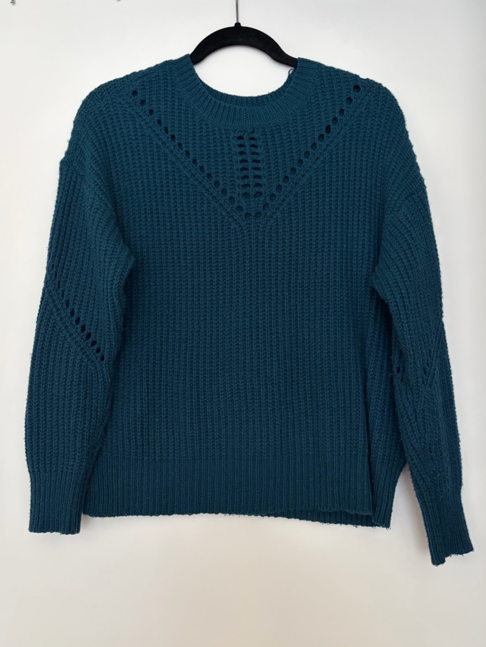 American Eagle Pullover Crochet Sweater Teal, Size S